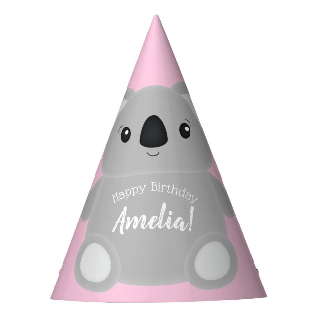 Gorro De Fiesta Partido de Cumpleaños del Oso Koala (Anverso)