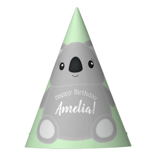 Gorro De Fiesta Partido de cumpleaños Green Koala Bear (Anverso)