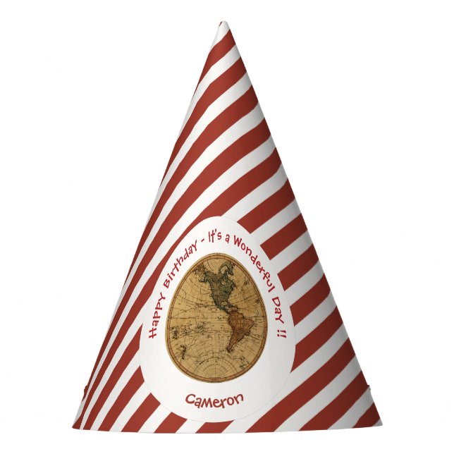 Gorro De Fiesta Partido Temático del Mapa del Hemisferio Occidenta (Anverso)