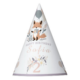 Gorro De Fiesta Pastel Boho Fox y Balloons Cumpleaños