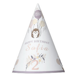 Gorro De Fiesta Pastel Boho Hedgehog y Globos Cumpleaños