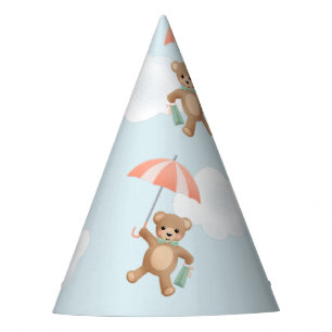 Gorro De Fiesta Pastel clásico Teddy Bear Peach Blue