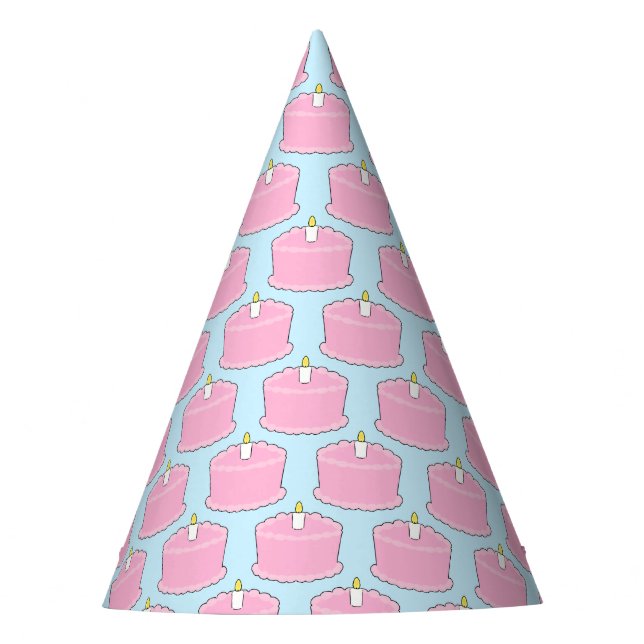 Gorro De Fiesta Pastel de cumpleaños rosa (Anverso)