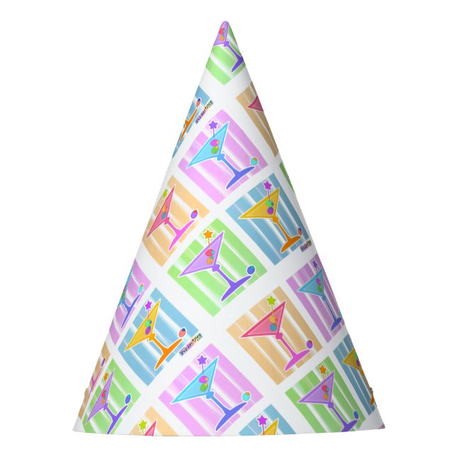 GORRO DE FIESTA PASTEL POP ART MARTINI GLASSES (Anverso)