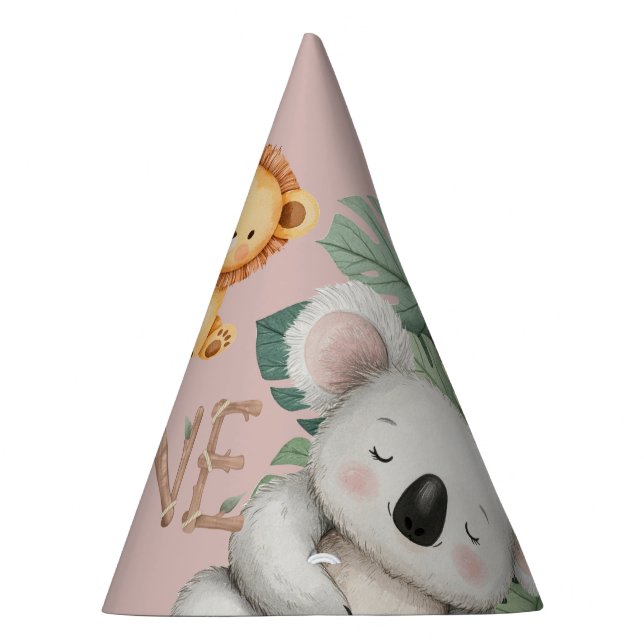 Gorro De Fiesta Pastel Tropical Salvaje Una Selva Animales Safari (Derecha)