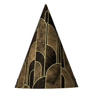 Gorro De Fiesta Patrón Art Déco rico en marrón y dorado