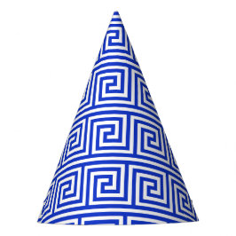 Gorro De Fiesta Patrón azul de las cuadradas de la clave del meand