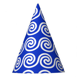 Gorro De Fiesta Patrón azul de las ondas de las teclas del meandro