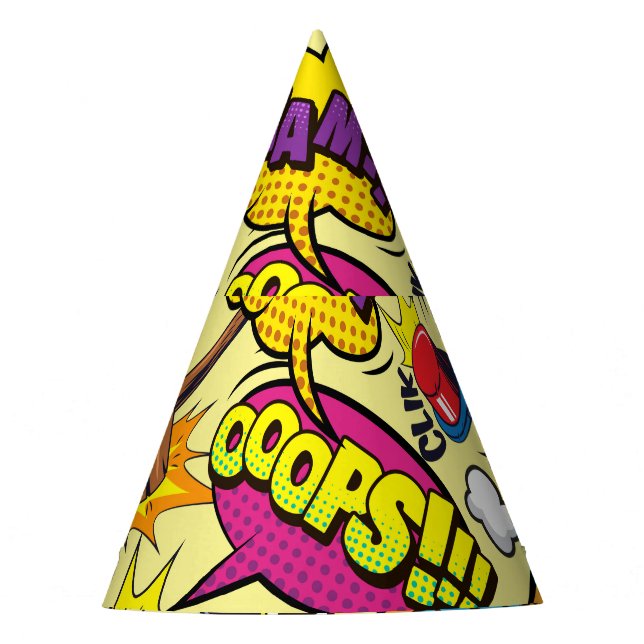 Gorro De Fiesta Patrón colorido de elementos cómicos (Anverso)