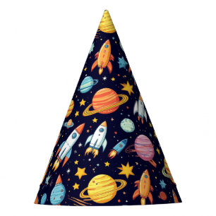 Gorro De Fiesta Patrón Colorido de Exploración Espacial