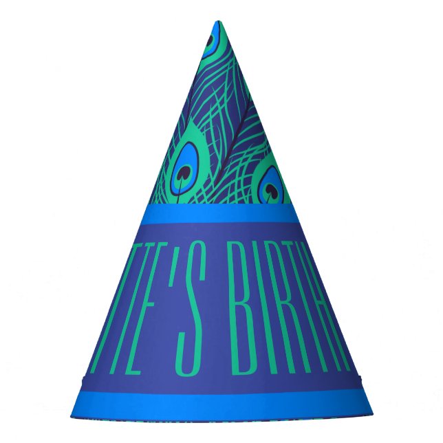 GORRO DE FIESTA PATRÓN CONTEMPORÁNEO AZUL GREEN PEACOCK (Anverso)