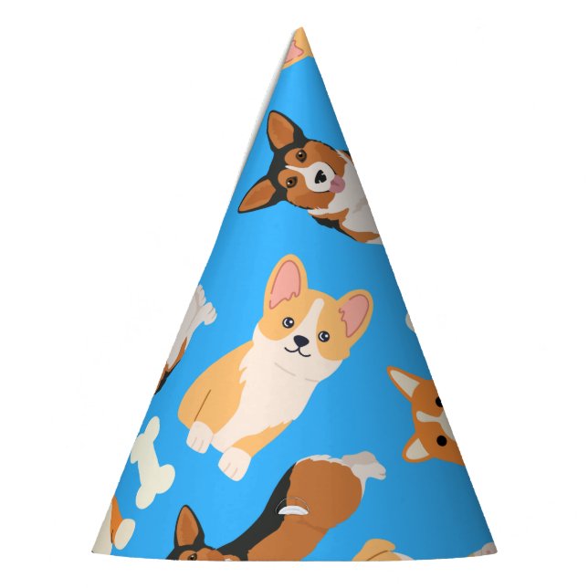 Gorro De Fiesta Patrón Corgi Cute En Azul (Izquierda)