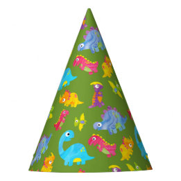 Gorro De Fiesta Patrón Cuto Para Niños Dinosaurio Bebé Verde Cumpl