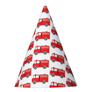 Gorro De Fiesta Patrón de camiones de incendios rojos