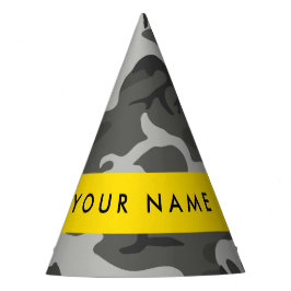 Gorro De Fiesta Patrón de camuflaje gris, tu nombre, Personaliza