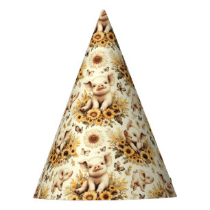 Gorro De Fiesta Patrón de cerdos de girasol cúbico