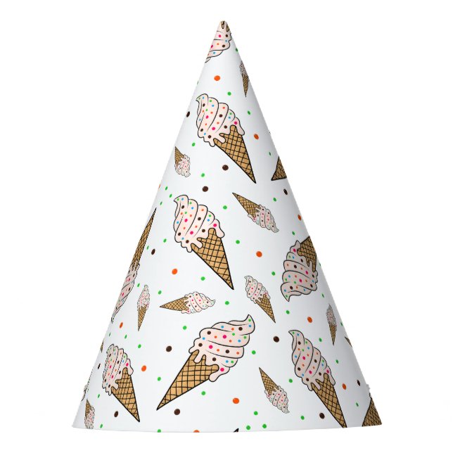 Gorro De Fiesta Patrón de cono de helado (Anverso)