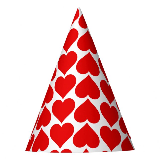 Gorro De Fiesta Patrón de corazón rojo, romántico, amor (Anverso)