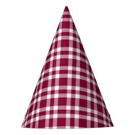 Gorro De Fiesta Patrón de Cuadro Burgundy Blanco