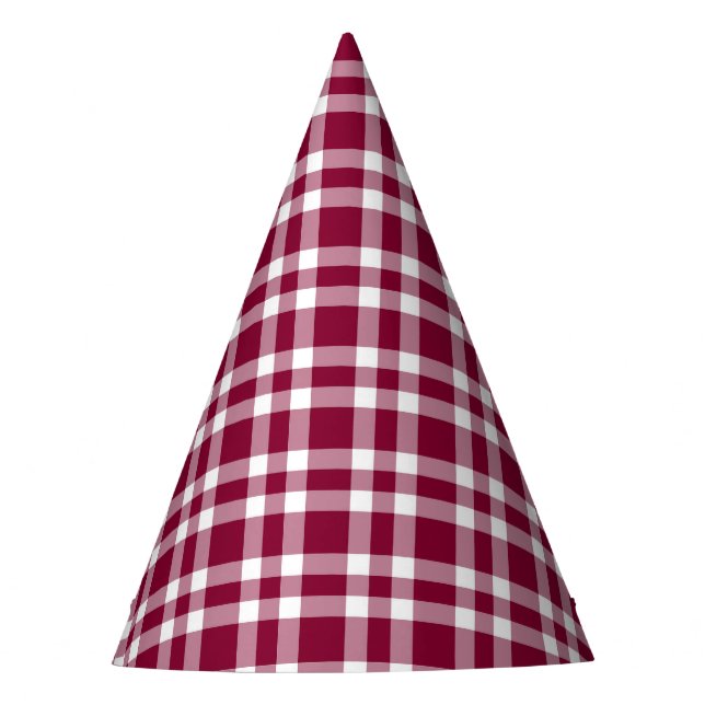 Gorro De Fiesta Patrón de Cuadro Burgundy Blanco (Anverso)