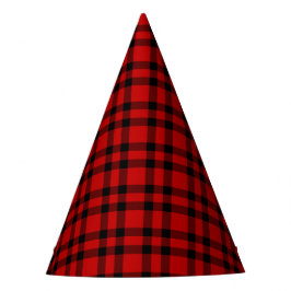 Gorro De Fiesta Patrón de Cuadro Escocés Rojo Negro