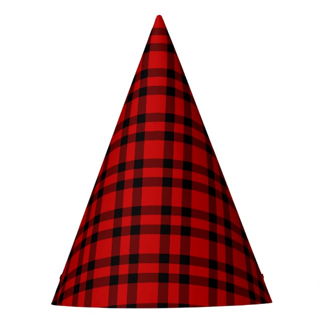Gorro De Fiesta Patrón de Cuadro Escocés Rojo Negro (Anverso)