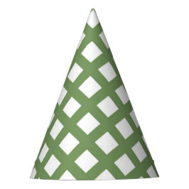 Gorro De Fiesta Patrón de diamante de cuadros verde blanco