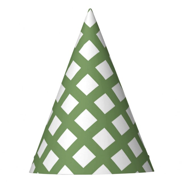 Gorro De Fiesta Patrón de diamante de cuadros verde blanco (Anverso)