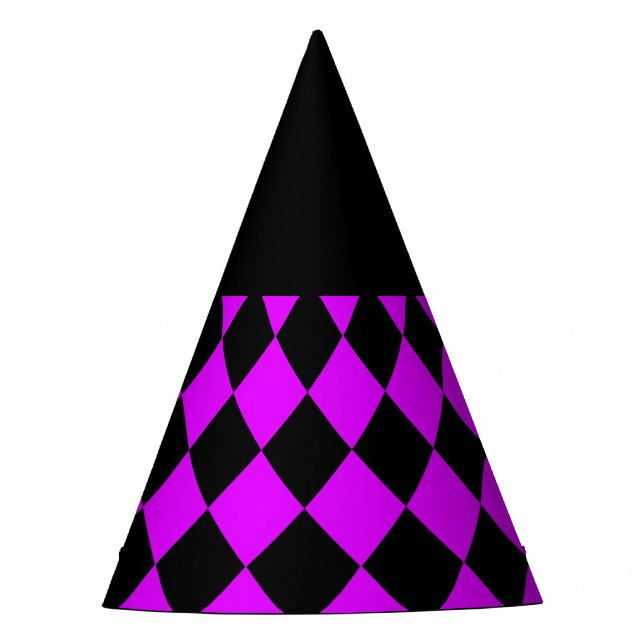 Gorro De Fiesta Patrón de diamante negro morado (Anverso)