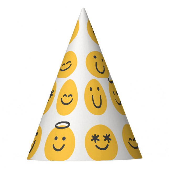 Gorro De Fiesta Patrón de Emoji feliz dibujado a mano (Anverso)