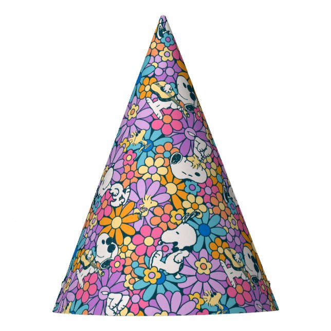 Gorro De Fiesta Patrón de flor Snoopy & Woodstock (Anverso)