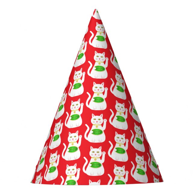 Gorro De Fiesta Patrón de gato lucky oriental (Anverso)