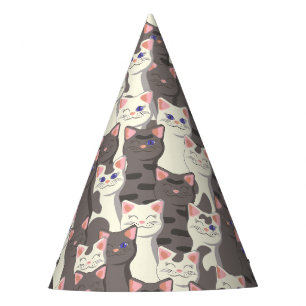 Gorro De Fiesta Patrón de gatos blancos y grises