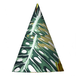 Gorro De Fiesta Patrón de hojas de selva tropical vintage