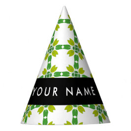 Gorro De Fiesta Patrón de hojas, hojas verdes, nombre