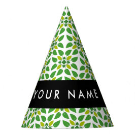 Gorro De Fiesta Patrón de hojas, hojas verdes, nombre