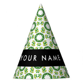 Gorro De Fiesta Patrón de hojas, hojas verdes, nombre
