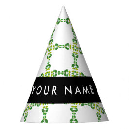 Gorro De Fiesta Patrón de hojas, hojas verdes, nombre