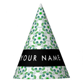 Gorro De Fiesta Patrón de hojas, hojas verdes, nombre