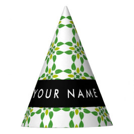Gorro De Fiesta Patrón de hojas, hojas verdes, nombre