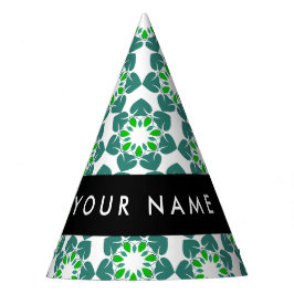 Gorro De Fiesta Patrón de hojas, hojas verdes, nombre