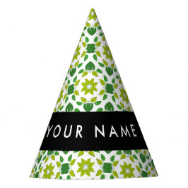 Gorro De Fiesta Patrón de hojas, hojas verdes, nombre