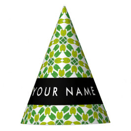 Gorro De Fiesta Patrón de hojas, hojas verdes, tu nombre