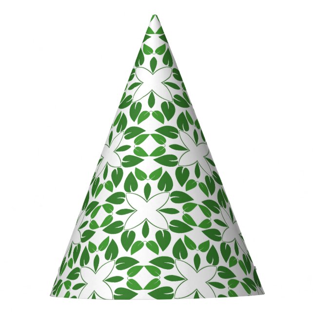 Gorro De Fiesta Patrón De Hojas, Patrón De Hojas, Hojas Verdes (Anverso)