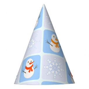 Gorro De Fiesta Patrón de invierno de snowman y copos de nieve