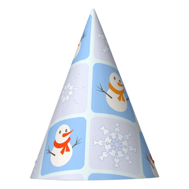 Gorro De Fiesta Patrón de invierno de snowman y copos de nieve (Anverso)
