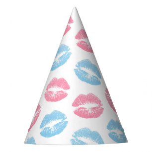 Gorro De Fiesta Patrón de labios azules y rosas, lápiz labial, bes
