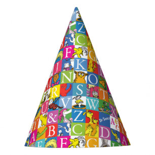 Gorro De Fiesta Patrón de letras en bloques coloridas del Dr. Seus