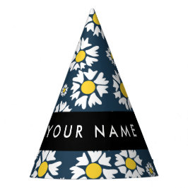 Gorro De Fiesta Patrón de margarita, maricas blancas, tu nombre