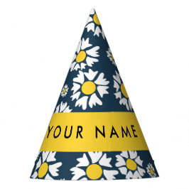 Gorro De Fiesta Patrón de margarita, maricas blancas, tu nombre